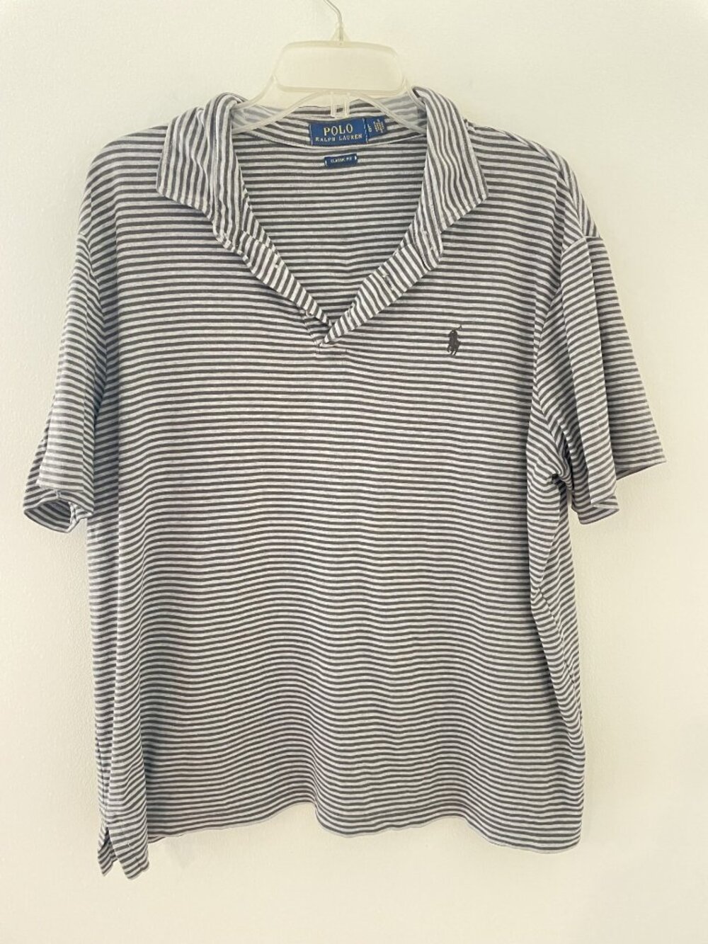 POLO Ralph Lauren classic fit L striped 100% cotton polo shirt S/S, Gray